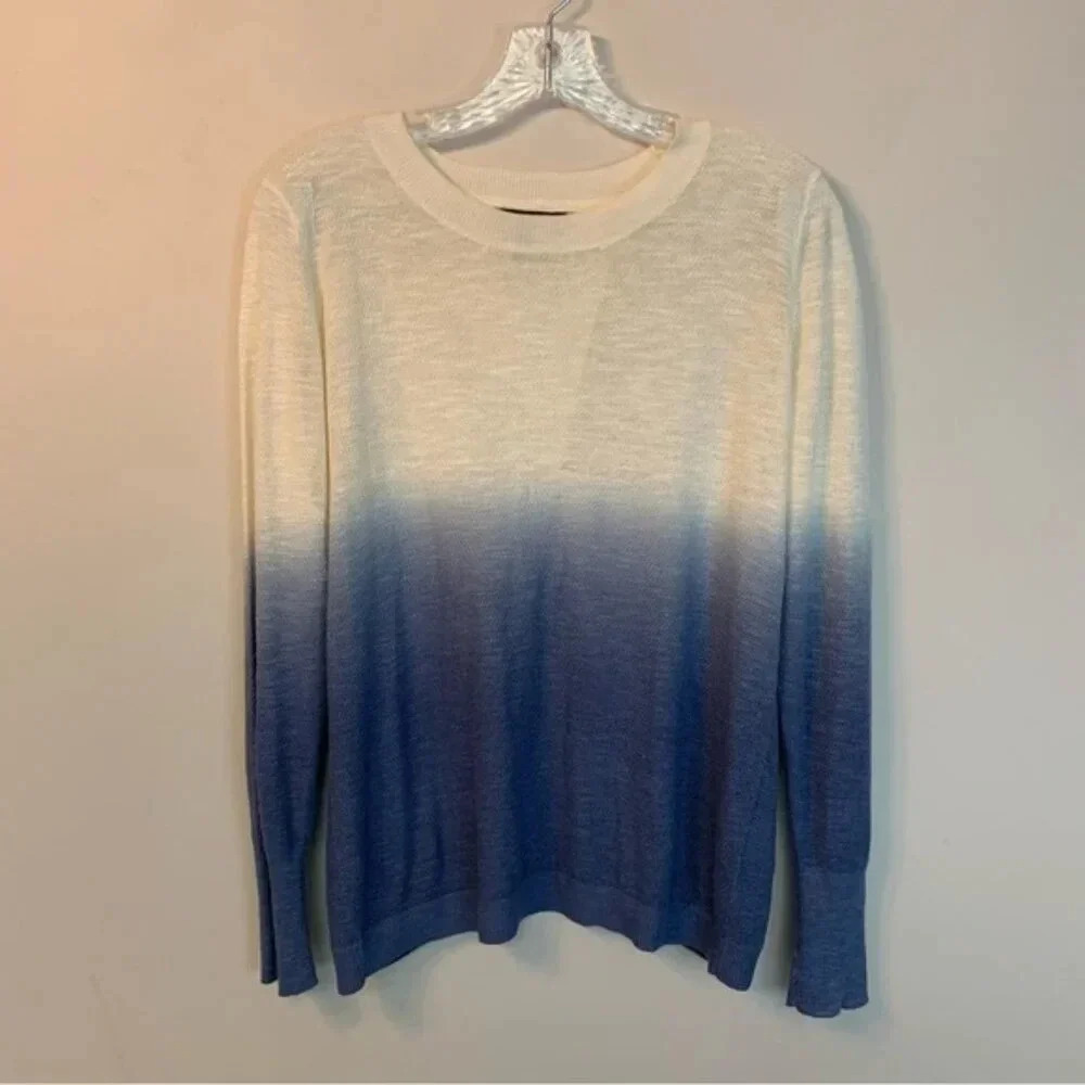 Banana Republic Blue White Ombre Sweater Linen Viscose S